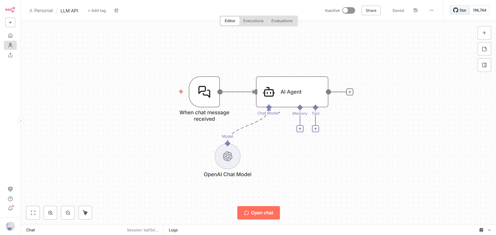Connect an OpenAI Chat Model to an AI Agent in n8n